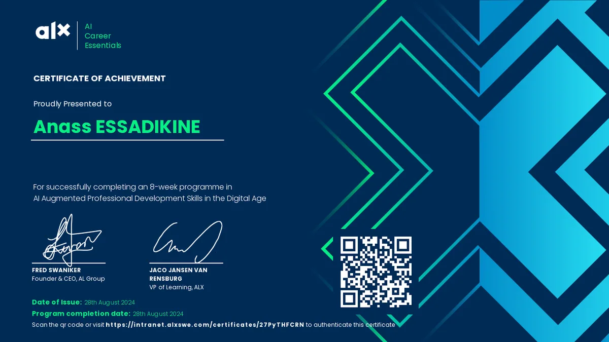 AI Career Essentials (ALX Certification): Prompt Engineering, Generative AI, and Responsible AI at Work
