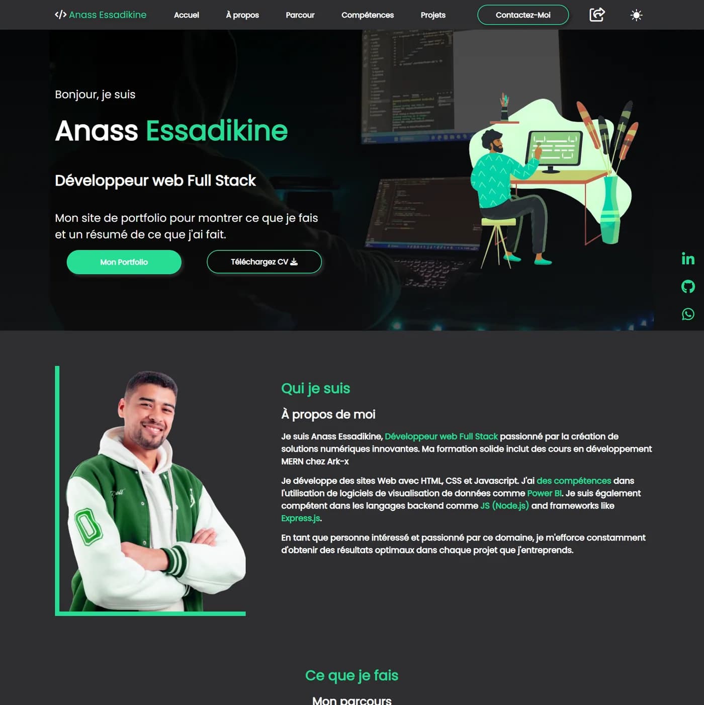 Premier portfolio développeur (HTML/Tailwind) preview