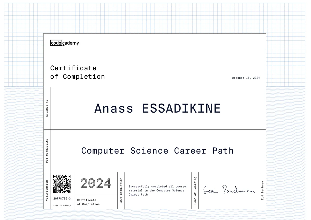 Computer Science Career Path certificate