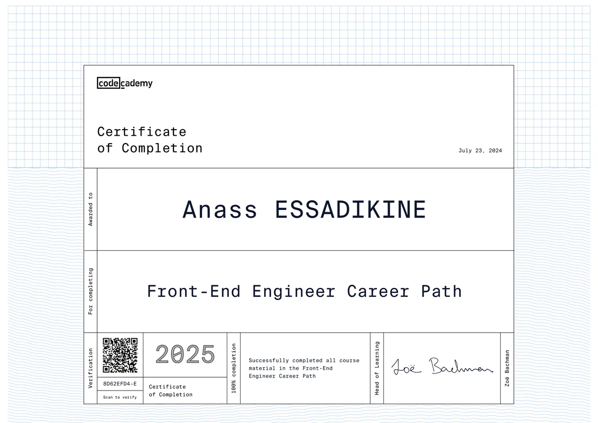Front-End Engineer Career Path certificate