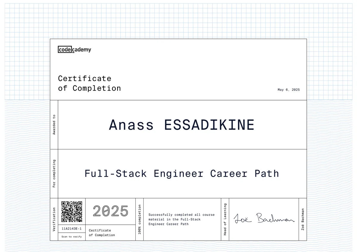Full-Stack Engineer Career Path certificate